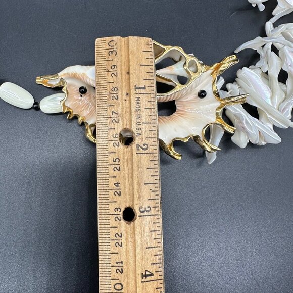 Mother Of Pearl Necklace Sliced Lambis Shell Statement Jewelry Beach Seashell - Picture 7 of 9